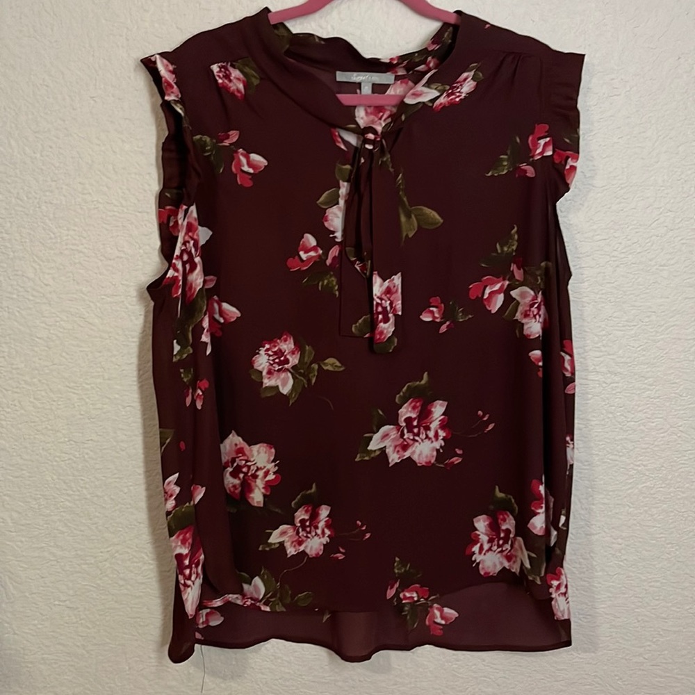 Floral Tie Front Blouse